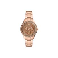 FOSSIL Stella kolekcijos riešinis laikrodis Kvarcinis mechanizmas Nerūdijančio plieno apyrankė Smėlio spalvos ciferblatas Moteriškas laikrodis 50m atsparus vandeniui ES5109 Tan Watch Dial