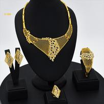 2026 Summer Dubai 24k Gold Bridal Jewelry Set Necklace Earrings Bracelet Ring Middle East Africa 45CM