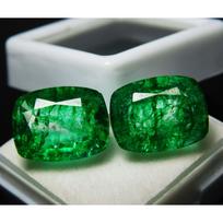 Natūralus žalias Kolumbijos smaragdas 18,4 ct pagalvėlės formos sertifikuotas laisvas brangakmenis 14.8 mm  approx. žalia