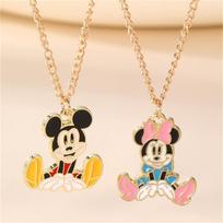 1pc Mickey Mouse Couple Necklaces, Alloy Enamel Matching Pendant Set