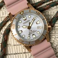 CITIZEN Promaster EO2023-00A Eco-Drive 200m Nardymo laikrodis Rožinio aukso rožinio aukso spalvos