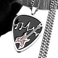 Hiphop Guitar Pick Sound Wave Chain Necklace For Women Men Stainless Steel Silver Musical Rock Punk Jewelry