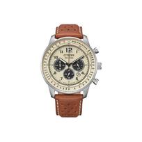 CITIZEN FF Šviesos energija varomas kvarcinis mechanizmas Natūralios odos dirželis Laikrodis Vyriški laikrodžiai Kavos spalvos ciferblatas CA4500-16X Coffee Watch Dial