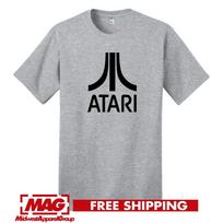 ATARI KLASIKINIAI PILKI MARŠKINĖLIAI Logotipas Vintažiniai Vaizdo Žaidimai Retro Žaidimai Žaidimo Marškinėliai Tee Unisex Marškinėliai M