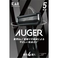 AUGER Razor with 4 Replacement Blades Corporation AUGER Razor with Replaceable Blades for 5-Blade (Kai Men) juoda