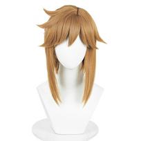 The Legend of Zelda Link Cosplay Wig, Golden-Brown Layered High-Temperature Fiber Hairpiece geltona