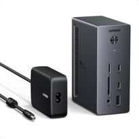 UGREEN Revodok Pro 314 stotelė su trigubu ekranu, dvigubu HDMI, HDMI DP, 100W PD, 10Gbps RJ45, laidinė, suderinama su Windows nešiojamaisiais kompiuteriais ir MacBook, USB-C juoda