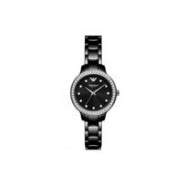 EMPORIO ARMANI rankinis laikrodis, kvarcinis mechanizmas, keraminis dirželis, 34 mm juodas ciferblatas, moteriškas laikrodis, atsparus vandeniui, 50 m. AR70008 Black Dial
