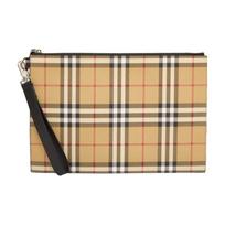 Burberry Full-body vintage check pattern Detachable wrist strap Leather Clutch Regular Men's Light brown Basic Package (Box + Dust Bag) ruda