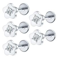 1/5PCS Steel 16G Cluster Marquise CZ Tragus Helix Stud Conch Lobe Rook Cartilage Leaf Flat Back Labret Stud Earrings Jewelry 16G 1.2x8mm