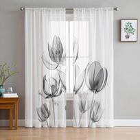 Gėlių Lazerinis Tulpių Skaidrios Miegamojo Skaidrios Plonos Užuolaidos Šventinė Dekoracija Langų Voile Tulle Užuolaida 135W x 114H(cm)