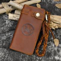 Crazy Horse Leather Retro Men's Long Wallet Head Layer Leather Wallet Head Layer Leather Embossed Long Wallet Multi Card Slot 3376