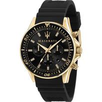 Maserati Sfida Juodo Silikono/Gumos Vyriškas Kvarcinis Chronografas R8871640001 Laikrodis juoda