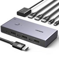 UGREEN DisplayPort KVM 2 1 4 USB Ports 1 Hard 2 DP Cables and 2 USB A to C Cables Included 8K@60Hz Switch, Inputs, Output, DP1.4, 3.0 (3 USB-A +