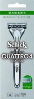 „Schick Quattro 4“ titano skustuvas su peiliukų laikikliu ir 1 pakaitiniu peiliuku su apsaugine viela, 4 ašmenų, pagamintas Vokietijoje.