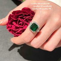 Sunset Molten Gold Caviar Emerald Ring, Antique, Plated 18K Gold, Malachite Green Para Zircon, Ring