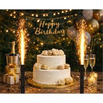 Torto fontanas „Happy Birthday“, juodas – torto fejerverkas (12 cm)