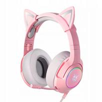 ONIKUMA K9 ROŽINĖS ŽAIDIMŲ AUSINĖS SU MIKROFONU IR RGB APŠVIETIMU 50MM