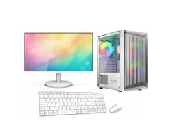 WHITE žaidimų kompiuterio rinkinys – Ryzen 5 5600GT, RX VEGA7, 16GB RAM, 500GB M.2 SSD, Wi-Fi, Windows 11, 24″ monitorius