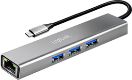 LogiLink USB 3.2 Gen1 Hub, 3xUSB-A, 1xRJ45 Gigabit Ethernet (UA0461)
