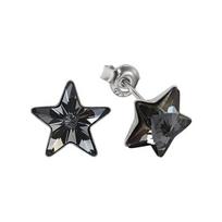 Vaikiški sidabriniai auskarai moterims DiamondSky „Žvaigždutė (Silver Night)" su Swarovski kristalais