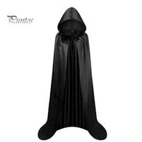 Helovinas vaikams Cosplay apsiaustas surišamas tamsus stilius, atlasinis gobtuvas laisvas grindų ilgis grynos spalvos unisex scenos pasirodymas, raganos kepuraitė 80 cm
