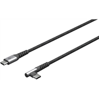 Kabelis Goobay 64659 USB-C to USB-C Textile Cable with Metal Plugs (Space Grey/Silver), 1 m