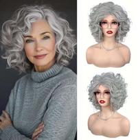 Senosios ponios perukas, trumpas garbanotas močiutės perukas, senosios ponios perukas, močiutės perukas, Cosplay, kasdieniam dėvėjimui 1pc