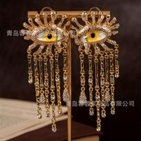 Vintage Style Devil's Eye Tassel Earrings High End Exaggerated Niche sidabras