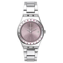 SWATCH Metal Collection Kvarcinis Mechanizmas Moteriškas Laikrodis 33mm Rožinis Ciferblatas Nerūdijančio Plieno Korpusas YLS455G Pink Watch Dial