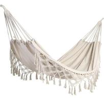 Didelė dvigulė „Deluxe“ hamako sūpynė su austais kutais, drobės sūpynės kėdė, 2 vietų hamakas, miegamasis 200x150cm-White&tie rope