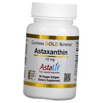 Astaksantinas, grynas islandiškas produktas AstaLif, Astaxanthin 12, California Gold Nutrition 30 daržovių minkštųjų kapsulių (70427006) 30vsoftgels