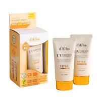 d'Alba UV Essence Waterfull Vita-C kapsulės Anti-aging apsauginis kremas nuo saulės SPF50+ PA++++ Šviesinantis saulės kremas Dvigubas rinkinys 50ml + 50ml