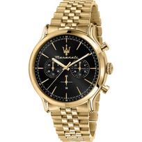 Maserati Epoca Juodas Ciferblatas Auksinis Nerūdijančio Plieno Apyrankė Vyriškas Kvarcinis Chronografas R8873618023 juoda