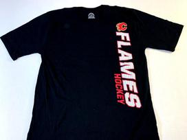 Calgary Flames NHL ledo ritulio komandos juodi marškinėliai Nauji! Berniukų XL 18 Unisex Marškinėliai L