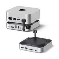 UGREEN stovas-šakotuvas Mac mini 8K 10Gbps NVMe SSD DP USB kortelė Garso Sidabrinis 10-in-1 USB-C ir M4/M4 Pro, Atrama, Didelės spartos perdavimas, M.2 dėklas,