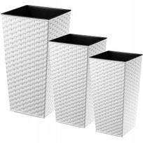 3x gėlių vazonų rinkinys Gėlių vazono įdėklas rotango baltos spalvos 75 cm