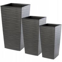 3x vazono rinkinys Gėlių vazono įdėklas Aukštas grafitas 68cm