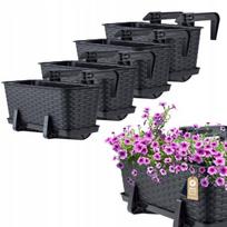 Lovelių balkonui rinkinys su laikikliais 4 vnt. 40 cm, antracito spalvos