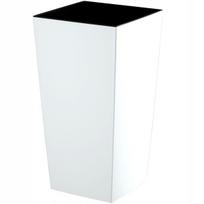 Vazonas + įdėklas 18x36 cm aukštas baltas blizgus