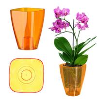 Orchidėjų vazono uždangalas, 12 cm, oranžinis, plastikinis