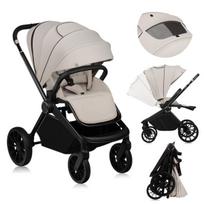 Sportinis vežimėlis iki 22 kg, dideli visureigiai ratai, amortizacija, gulima padėtis – Lionelo Mika Plus Beige Sand