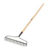 Grėblys dirvos su 16 plieninių dantų medinė rankena, 137 cm