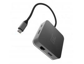 GREENCELL AK61 HUB2 USB-C 3x USB 3.0 RJ45 1Gbps HDMI 4K DEX Nintendo Switch Apple