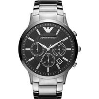 Emporio Armani Renato Juodo Metalo Sidabrinis Vyriškas Kvarcinis Chronografas AR2460 Laikrodis juoda