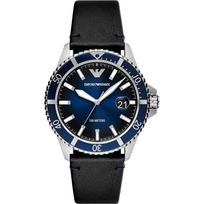 Emporio Armani Diver Mėlynas Juodas Odinis Vyriškas Kvarcinis Laikrodis su Data AR11516 mėlyna