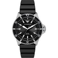 Emporio Armani World Explorer Juodo Silikono Vyriškas Saulės Energijos Kvarcinis Laikrodis AR11788 juoda