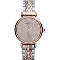 Emporio Armani Gianni T-Bar Smėlio spalvos dviejų spalvų rožinio metalo moteriškas kvarcinis laikrodis AR1840 smėlis