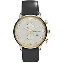 Emporio Armani Historical Collection Gianni XLarge Beige Grey Leather Men's Quartz AR0386 smėlis
