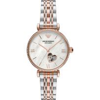 Emporio Armani Gianni T-Bar Perlamutrinis Dvispalvis rožinis Moteriškas Mechaninis Automatinis Laikrodis AR60049 perlamutro spalvos